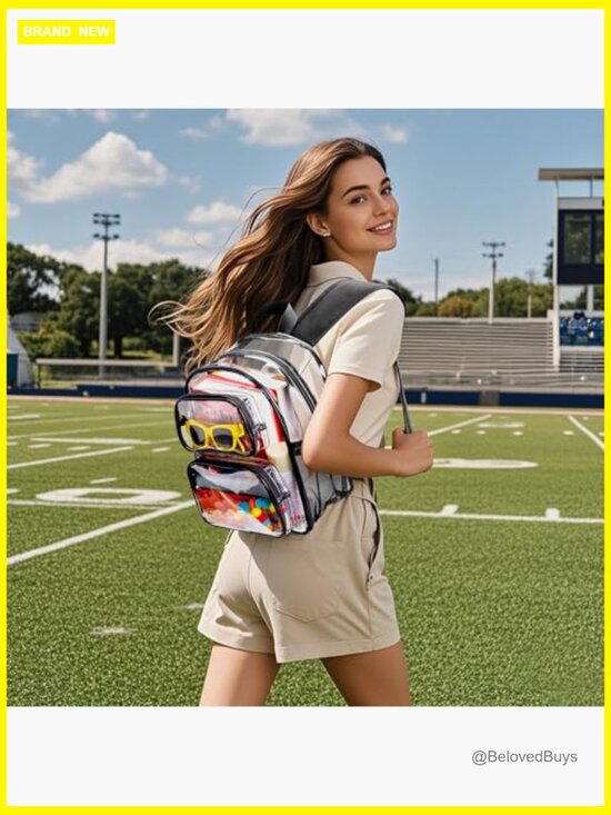 Clear Backpack Stadium Approved 12x10x6 with Padded Straps main image 5